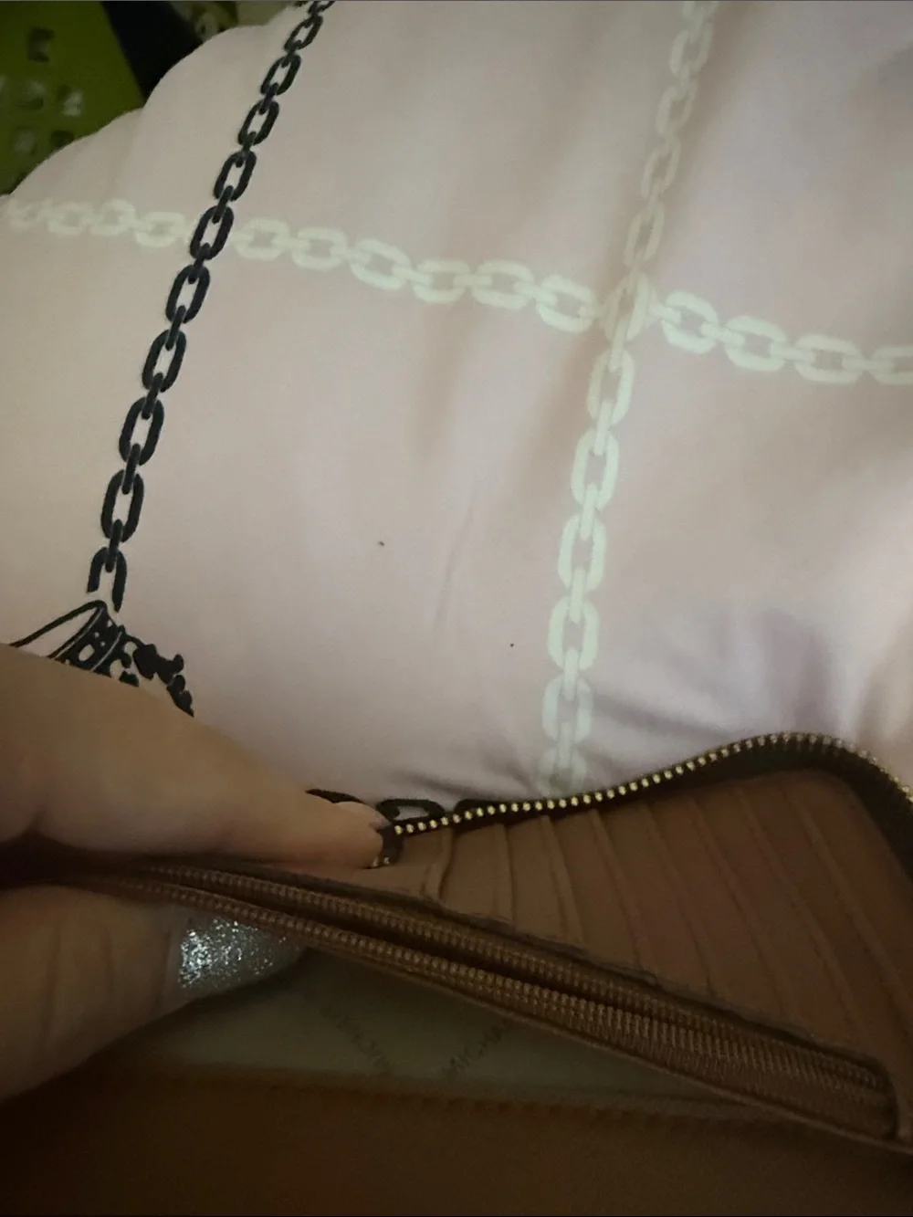 Michael Kors Brown Monogram Zip-Around Card Holder with Gold Logo
